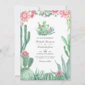 Invitation Mariage QR Code RSVP Succulents Aquarelle (Devant)