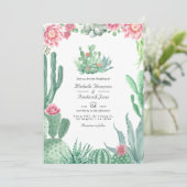 Invitation Mariage QR Code RSVP Succulents Aquarelle (Debout devant)
