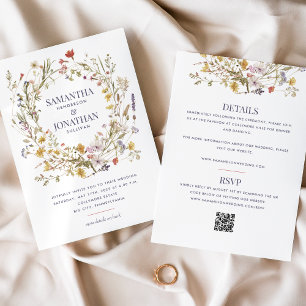 Invitation Mariage QR double face fleur sauvage