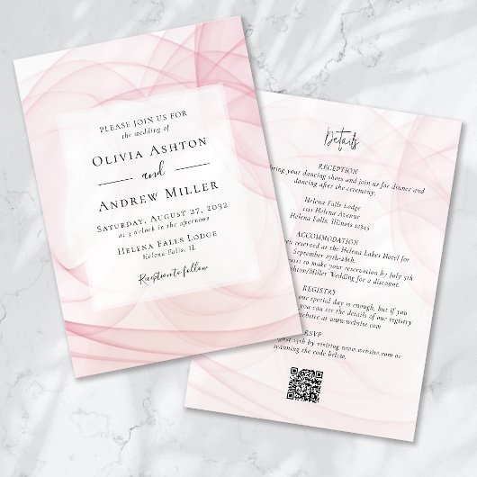 Invitation Mariage QR rose