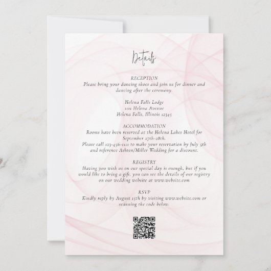 Invitation Mariage QR rose (Dos)