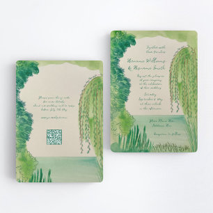 Invitation Mariage QR RSVP Nature Fantaisiste Peint à la Main