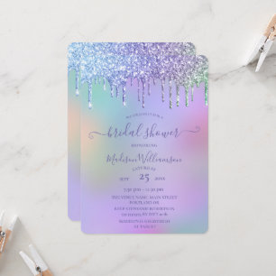 Invitation Mariage qui dégouline d'or pailleté et arc-en-ciel