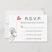 Invitation Mariage R.S.V.P. Inviter vélo et coeur (Devant)
