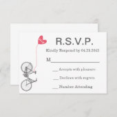 Invitation Mariage R.S.V.P. Inviter vélo et coeur (Devant / Derrière)