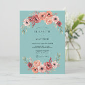 Invitation Mariage radiant Anémone sarcelle (Debout devant)