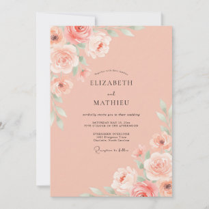 Invitation Mariage Radieux de Printemps aux Pêches