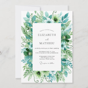 Invitation Mariage Radieux de Teinte Verte et Nature
