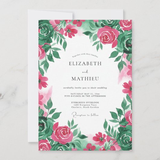 Invitation Mariage radieux fuchsia d'été (Devant)