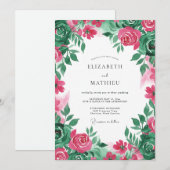 Invitation Mariage radieux fuchsia d'été (Devant / Derrière)