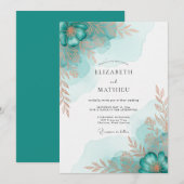 Invitation Mariage raffiné côtier sarcelle (Devant / Derrière)