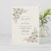Invitation Mariage Raffiné de Nature Beige (Debout devant)