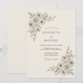 Invitation Mariage Raffiné de Nature Beige (Devant / Derrière)