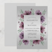 Invitation Mariage raffiné de prune et de nature (Devant / Derrière)