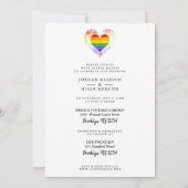 Invitation Mariage Rainbow Heart LGBT Engagé Couple Photo (Dos)