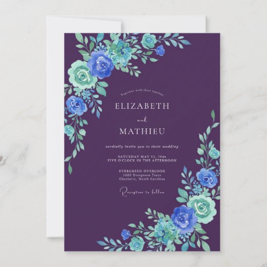 Invitation Mariage Raisin Aqua Vigne (Devant)