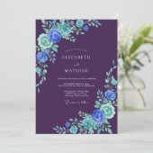 Invitation Mariage Raisin Aqua Vigne (Debout devant)