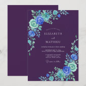 Invitation Mariage Raisin Aqua Vigne (Devant / Derrière)
