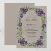 Invitation Mariage Raisin Vigne Prune (Devant / Derrière)