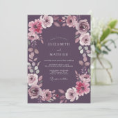 Invitation Mariage Ranunculus Aquarelle Prune (Debout devant)