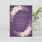 Invitation Mariage Ranunculus Aquarelle Prune Luxe (Debout devant)