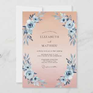 Invitation Mariage Ranunculus Ardoise Abricot Pâle Eucalyptus
