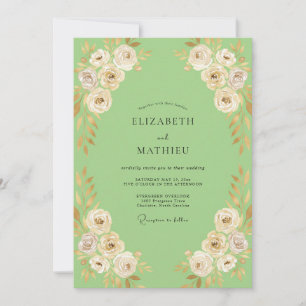 Invitation Mariage Ranunculus Crème de Menthe Eucalyptus