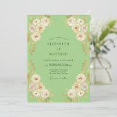 Invitation Mariage Ranunculus Crème de Menthe Eucalyptus (Debout devant)