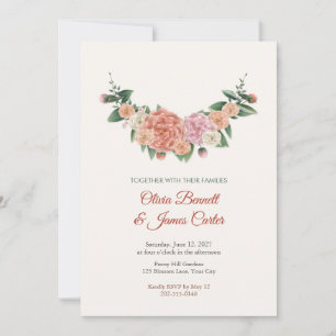 Invitation Mariage Ranunculus Crescent de Pivoine de Corail P