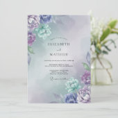 Invitation Mariage Ranunculus Eucalyptus Aqua Pervenche (Debout devant)