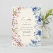 Invitation Mariage Ranunculus Eucalyptus Bleuet Rosé (Debout devant)