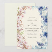 Invitation Mariage Ranunculus Eucalyptus Bleuet Rosé (Devant / Derrière)
