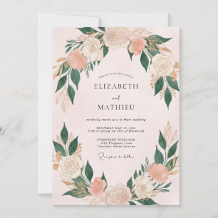 Invitation Mariage Ranunculus Eucalyptus Crème Abricot