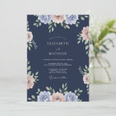 Invitation Mariage Ranunculus Eucalyptus de Minuit (Debout devant)