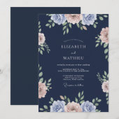 Invitation Mariage Ranunculus Eucalyptus de Minuit (Devant / Derrière)
