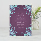 Invitation Mariage Ranunculus Eucalyptus Glace Prune (Debout devant)