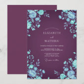 Invitation Mariage Ranunculus Eucalyptus Glace Prune (Devant / Derrière)