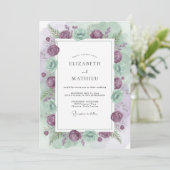 Invitation Mariage Ranunculus Eucalyptus Mauve Céladon (Debout devant)