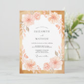 Invitation Mariage Ranunculus Eucalyptus Or Abricot (Debout devant)