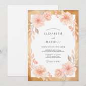 Invitation Mariage Ranunculus Eucalyptus Or Abricot (Devant / Derrière)