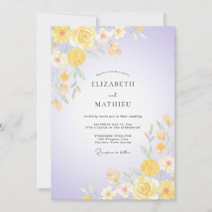 Invitation Mariage Ranunculus Eucalyptus Or et Lavande