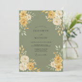 Invitation Mariage Ranunculus Eucalyptus Or Olive (Debout devant)