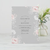 Invitation Mariage Ranunculus Eucalyptus Teinté de Cendre (Debout devant)