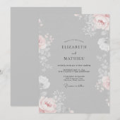 Invitation Mariage Ranunculus Eucalyptus Teinté de Cendre (Devant / Derrière)