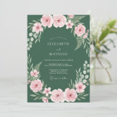 Invitation Mariage Ranunculus Eucalyptus Teinte de Forêt (Debout devant)