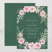 Invitation Mariage Ranunculus Eucalyptus Teinte de Forêt (Devant / Derrière)