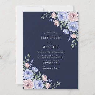 Invitation Mariage Ranunculus Eucalyptus Teinte de Minuit