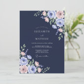 Invitation Mariage Ranunculus Eucalyptus Teinte de Minuit (Debout devant)