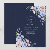 Invitation Mariage Ranunculus Eucalyptus Teinte de Minuit (Devant / Derrière)