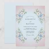 Invitation Mariage Ranunculus Eucalyptus Teinte Pervenche (Devant / Derrière)